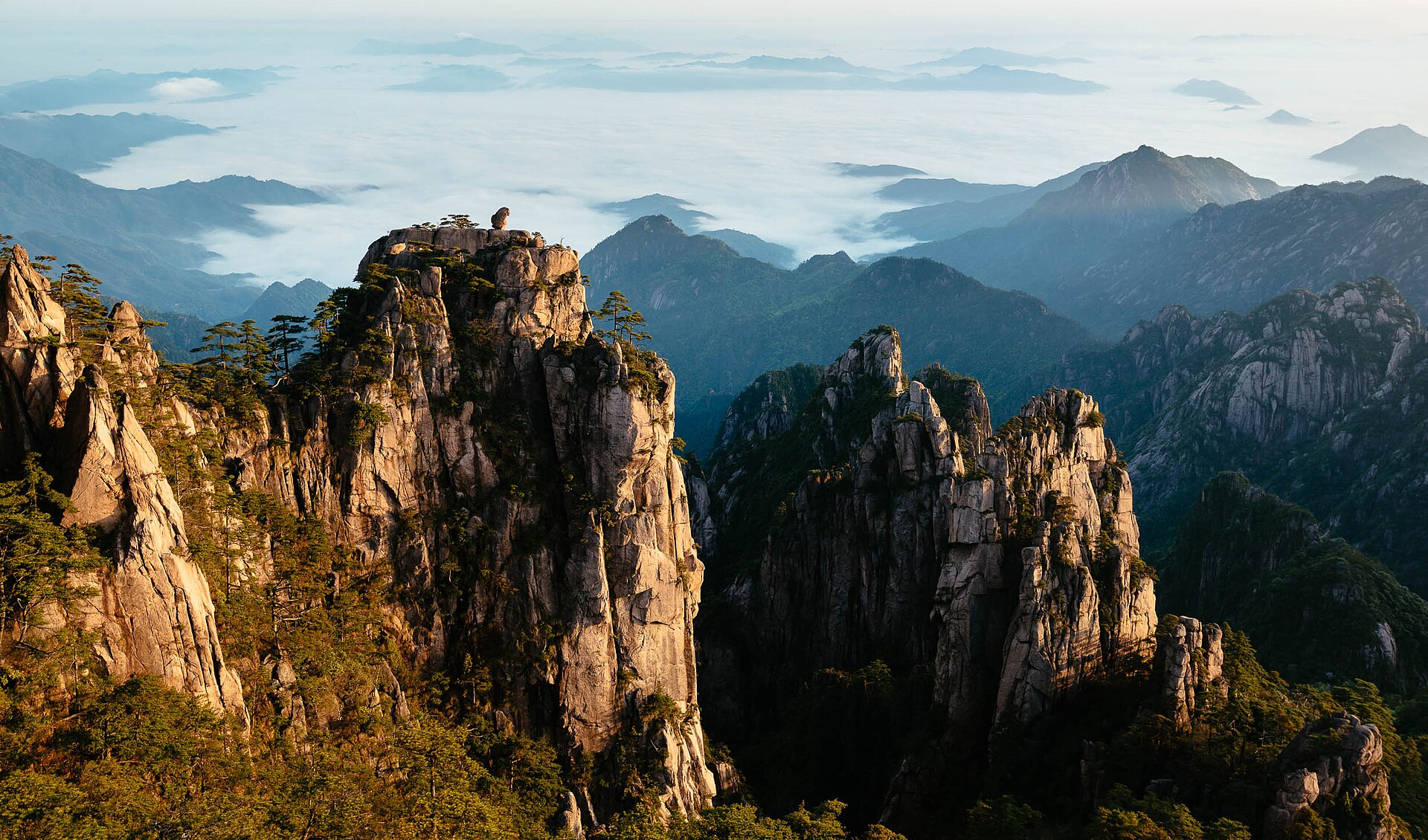 Huangshan stone steps climb
